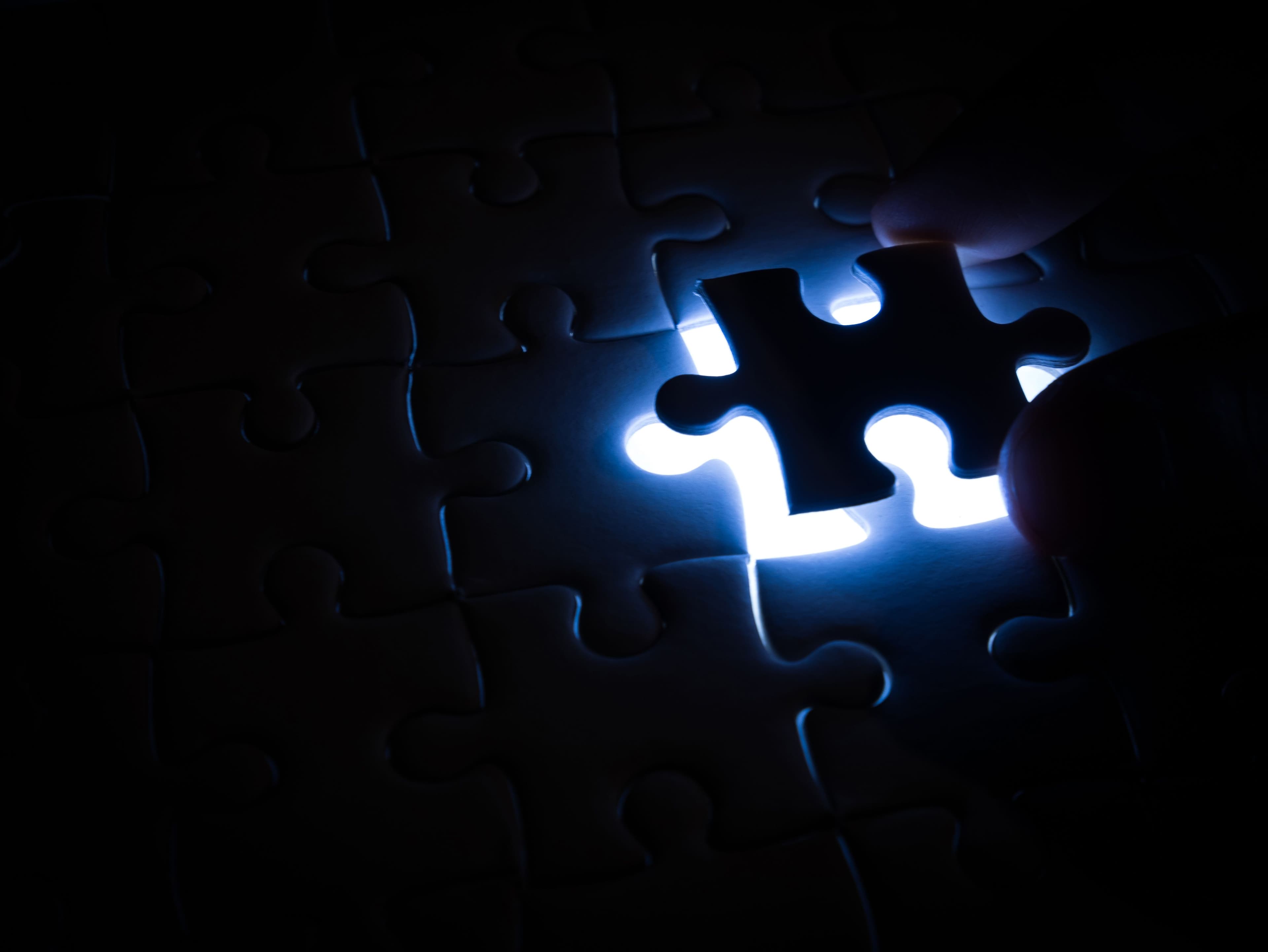 Missing jigsaw puzzle piece with lighting